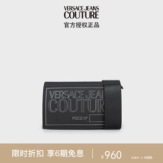 范思哲Versace Jeans Couture男士LOGO单肩斜跨包 黑色