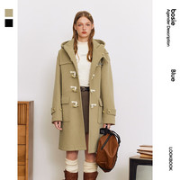 bosie冬季呢大衣男牛角扣长款大衣 卡其色 170/88A