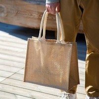 MUJI 無印良品 黄麻简易收叠购物袋 A4 手提包 托特包 包包 手提袋麻布袋通勤包 长31.5*宽36*高19cm 2S