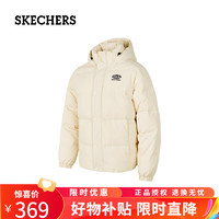 SKECHERS 斯凯奇 秋冬季男子时尚简约白鸭绒羽绒服运动外套 珍珠米白-036 L