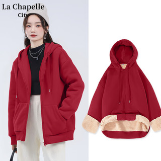 La Chapelle City 拉夏贝尔 女士加绒卫衣羊羔绒开衫外套