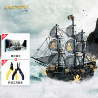拼酷黑珍珠号海盗船金属拼图3d立体拼装模型手工diy减压玩具 黑珍珠号+初级工具套装