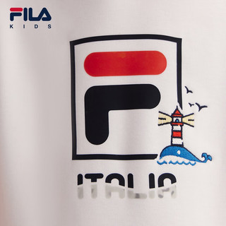 FILA【螨消消】斐乐童装冬小童加绒保暖舒适连帽卫衣潮 标准白-WT 110