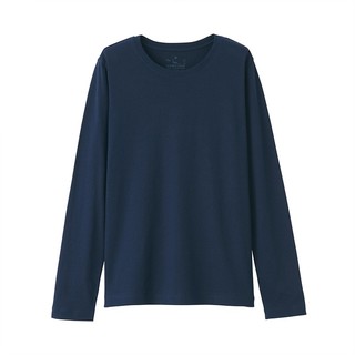 无印良品 MUJI 女式 天竺织 长袖T恤 BBC01A1A 深藏青色 XS