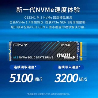 PNY 必恩威 CS2241系列 1TB SSD固态硬盘  NVMe M.2接口 PCIe 4.0 x 4