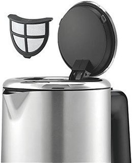 WMF 福腾宝 厨房电热水壶(1800 W, 0.8L, 旅行用电热水壶, 无线茶壶, 自动停止功能)，cromargan不锈钢，亚光/银