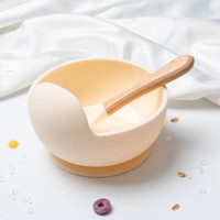 Glasslock三光云彩 硅胶碗儿童辅食碗勺套装婴儿吸盘碗蒸煮防摔宝宝吃饭多功能训练碗 白色
