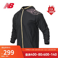 NEW BALANCE 男款运动潮流连帽长袖休闲梭织夹克外套MJ21247 BK 2XL 