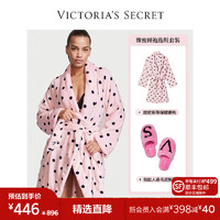维多利亚的秘密（Victoria's Secret） 时尚保暖舒适系带睡袍家居服拖鞋套装 少女气泡 XS/S+S（35-36）