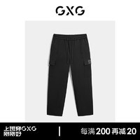 GXG男装 加绒宽松直筒休闲工装裤休闲裤长裤男冬季 黑色 185/XXL