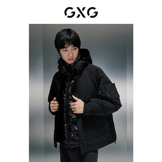 GXG男装 商场同款两件式连帽短款羽绒 23年冬季GEX1D2528424 黑色 170/M