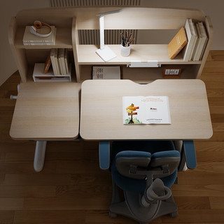 中沪爱童 儿童书桌家用写字桌可升降中小实木儿童学习桌椅套装 1.0M抗菌实木桌