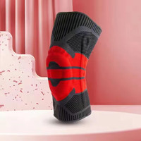 ODDIVSKI篮球护膝户外运动半月板护膝膝盖损伤关节保护髌骨韧带膝盖保护套 黑红(透气支撑款+有硅胶弹簧)单只装 L