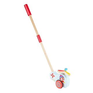 Hape推推乐 儿童学步玩具拖拉单杆木头可拆卸1-3周岁男女小孩 837554 直升飞机推推乐