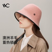 VVC 帽子女双面羊毛渔夫帽女秋冬水桶帽盆帽羊毛帽子盆帽 馥芮粉/杏粉