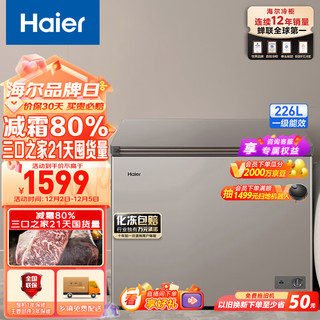 Haier 海尔 226升低霜商用家用冰柜 冷藏柜冷冻柜母乳囤货小冰柜家用小型冰箱冷柜BC/BD-226GHPCD