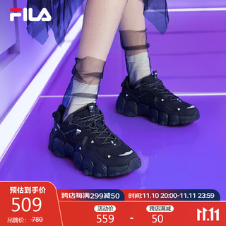 FILA 斐乐女鞋猫爪鞋3代老爹鞋复古时尚运动鞋休闲鞋潮鞋 37.5 黑-L-BK