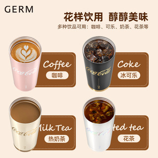 GERM可口可乐保温杯咖啡杯女生高颜值随行吸管水杯大容量杯子 奶霜白500ml+腰果花随行杯套