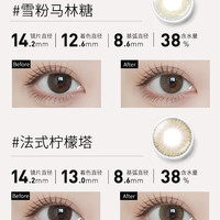 晶硕海外糖彩月抛2片美瞳晶硕女小直径彩色近视隐形眼镜裸感 0 左右眼通用 焦糖烤布蕾