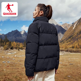 QIAODAN 乔丹 羽绒服女冬季户外保暖防风衣女士加厚上衣运动服休闲外套女 XL 款2326-黑色