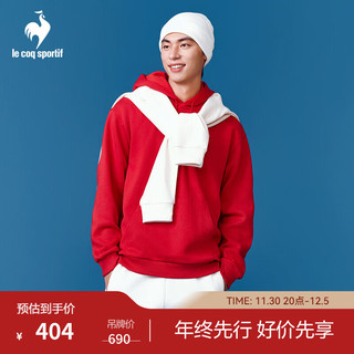 乐卡克（Le coq sportif）法国公鸡男女款2023三色系列运动加绒休闲带帽卫衣CB-1650234 电光红/RAR XS