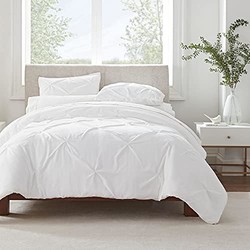 Serta 舒达 Simply Clean 超柔软 2 件套防*防污褶皱被套套装,单人床/单人床 XL,白色