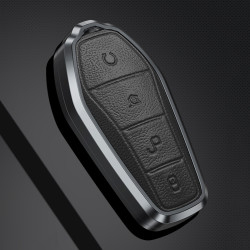 迪加伦金属真皮比亚迪秦plus钥匙套新dmiev元pro海豚e2e3e1汽车钥匙包