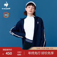 乐卡克（Le coq sportif）法国公鸡女款2023三色系列带帽加绒拉链开衫卫衣CB-5671234 藏青/NVY M