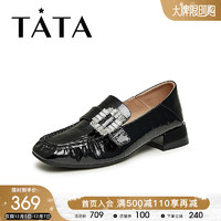 他她（TATA）商场同款时尚休闲方跟乐福鞋女鞋XBV02CA3 黑色 38