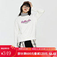 Kappa 卡帕 针织套头衫2023女字母印花运动卫衣加绒圆领长袖 韩国白-012 S