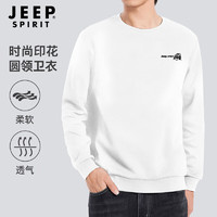 PLUS会员：Jeep 吉普 圆领卫衣男秋季运动长袖t恤男休闲百搭套头打底衫男舒适上衣 3038