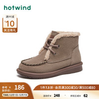 热风冬季女士时尚英伦风复古百搭雪地靴加绒加厚御寒保暖 09灰色 35(正码)