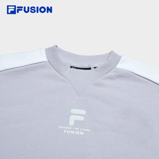 FILA 斐乐 FUSION斐乐潮牌女子针织套头衫2023冬拼接撞色加绒卫衣 蔓藤紫-PU 165/84A/M