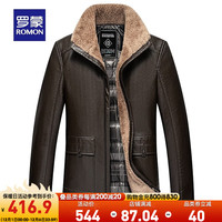 罗蒙【加绒保暖】厚款羽绒皮衣男冬翻毛领皮外套男 咖啡 170