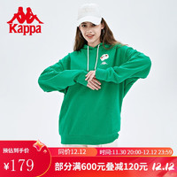Kappa 卡帕 笑脸运动卫衣秋情侣男女针织套头帽衫休闲外套 绿-3065 M