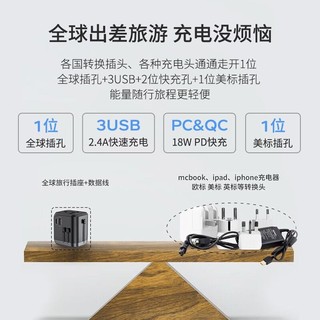 PHILIPS 飞利浦 多国通用国际转换插头电源魔方插座转换器香港美标欧标英标澳标USB接口快充 全球通