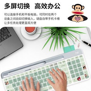 罗技（Logitech） K580 无线蓝牙键盘 便携轻薄 笔记本电脑键盘 大嘴猴系列贴纸款 k580+Pebble 【大嘴猴-沙拉达人】