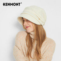 卡蒙（Kenmont）纯色后托绵羊毛鸭舌贝雷帽女显脸小秋冬英伦百搭八角帽km-5253