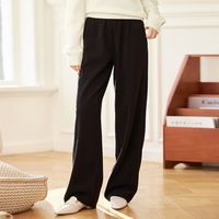 INMAN 茵曼 垂感休闲长裤秋冬保暖舒适宽松阔腿针织直筒裤子