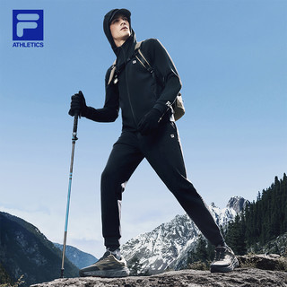 FILA 斐乐 官方男士针织连帽外套2023秋冬新款户外登山健身运动上衣