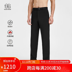 KOLON SPORT 可隆长裤 男子户外微拉绒亲肤抗污防泼水休闲裤子 黑色BL 185/2XL