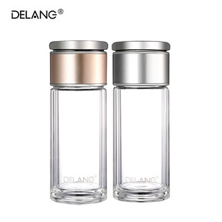 DELANG 德琅（DELANG）德国品牌水晶杯双层玻璃杯商务办公茶水分离杯男女高档茶杯320ml