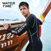 WATERTIME/水川 潜水服冲浪服男水母衣服冬泳保暖男士泳衣连体长袖游泳装备 男款 黑色 L
