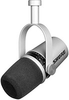 SHURE 舒尔 MV7 USB 播客麦克风，用于播客、录音、直播和游戏，内置耳机输出，全金属银色