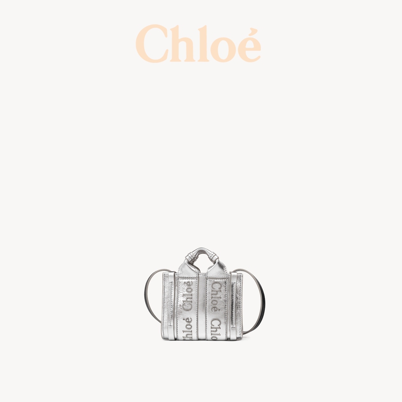 Chloé 蔻依 Festive系列 女士牛皮革斜挎包 CHC24SP235M669DL 银色 超迷你