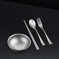 富士物语 纯钛餐具碗筷叉勺套组 三件套（筷子+叉子+汤匙）