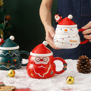 DYFLON圣诞马克杯高颜值大容量咖啡杯子带勺杯陶瓷杯子 礼盒款-圣诞老人杯 480ml