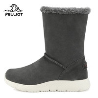 PELLIOT 伯希和 雪地靴女冬季防滑加厚保暖滑雪登山中筒靴子 深灰色 35