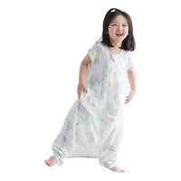 米乐鱼 儿童薄款纱布睡袋  2层 短袖