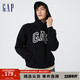 Gap 盖璞 男女装秋冬新款美式LOGO碳素软磨抓绒保暖卫衣791339情侣上衣 黑色 170/84A(XXS)